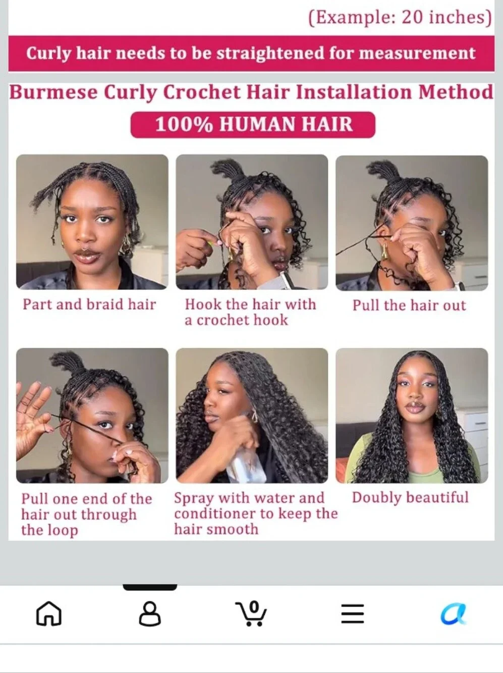 Burmese Curly Crochet Human Hair - Picture 3 of 7